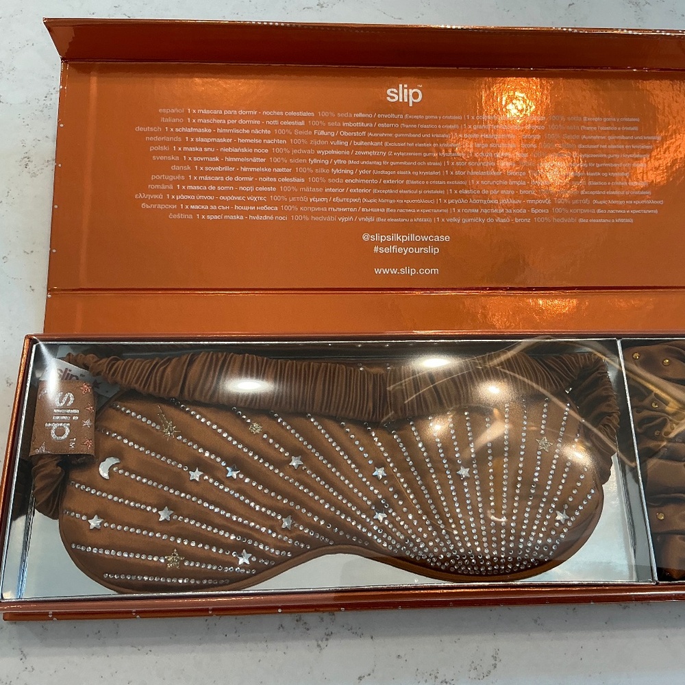 Slip eye mask & scrunchie set NIB